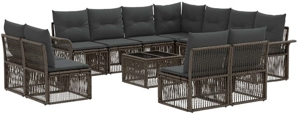 vidaXL Gartensofa-set 12 pcs Grau Poly-Rattan 3434867