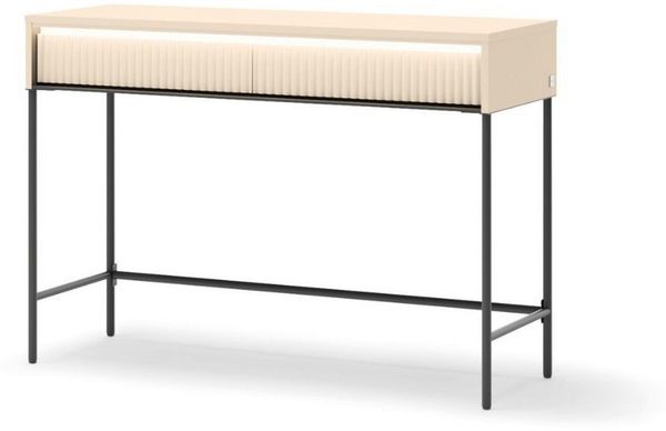 Compleo Schminktisch mit 2 Schubladen FLORE, Konsolentisch mit Lamellen, geriffelter Front