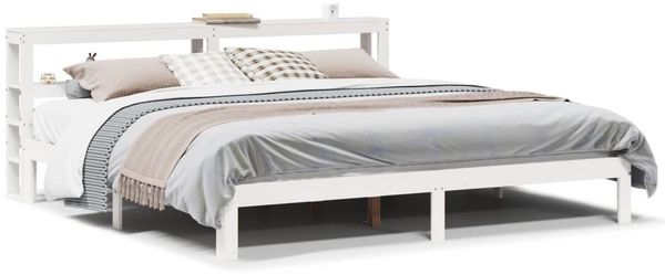 vidaXL Bettgestell mit Kopfteil ohne Matratze Weiß 200x200 cm 3306056 Bild 2