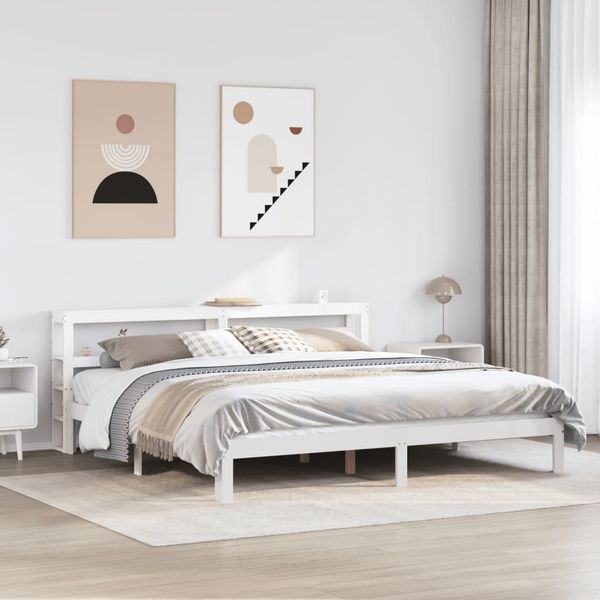 vidaXL Bettgestell mit Kopfteil ohne Matratze Weiß 200x200 cm 3306056