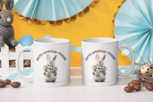 WS-Trend Tasse Anti Stress Hase Häschen Kaffeetasse Teetasse Tasse Geschenkidee, Keraik