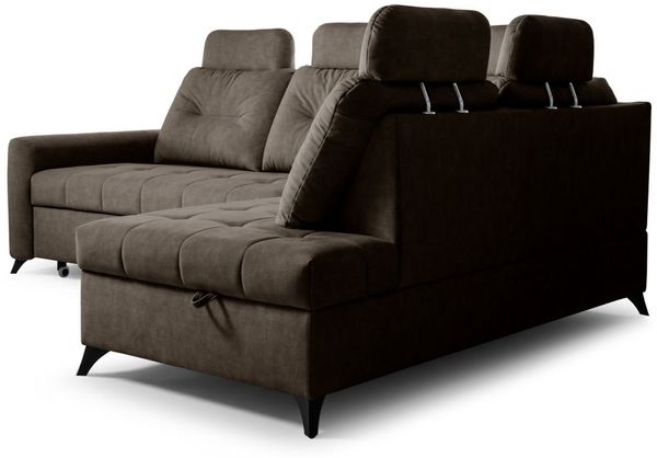 Ecksofa Schlafsofa Sofa WENDIE Stoff Hold Me Dunkelbraun Ottomane Rechts Bild 4