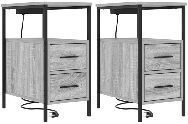 vidaXL Nachttisch 2 pcs Graues Sonoma 30 x 48 x 61 cm Holzwerkstoff 859417