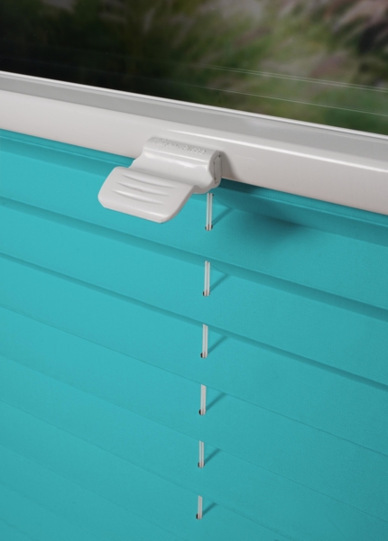 ondeco Plissee ohne Bohren mit Klemmträger, Sonnenschutz für Fenster innen, blickdicht, Faltrollo, Türkis, 50x130 cm Bild 4