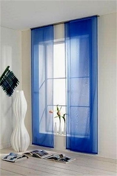 Flächenvorhang Voile navy 300cm - Farbe: Navy, Höhe (cm): 300