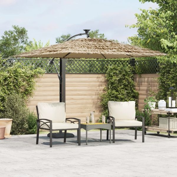 vidaXL Sonnenschirm mit LED und Stahlmast Braun 246x246x230 cm 4005086