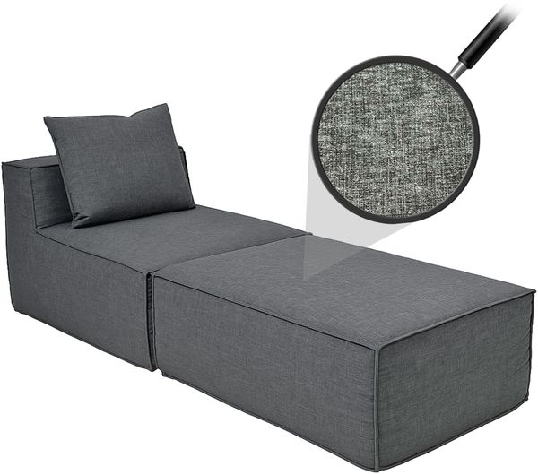 Chaiselongue/Zubehör für Sofa HWC-O54, Sessel Ottomane Recamiere, Stoff/Textil (300g/m²) 63x75x194cm ~ dunkelgrau