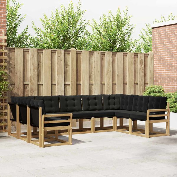 vidaXL Outdoor-Sofagarnitur mit Kissen 9 pcs Weiß und Schwarz 3389862
