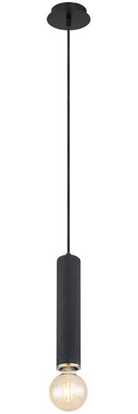 Hängeleuchte, Metall, Holz, schwarz, H 160 cm