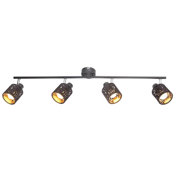 Deckenlampe, Dekorstanzungen, schwarz gold, L 84 cm, TROY