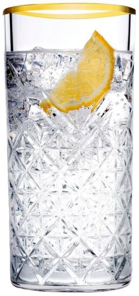 Pasabahce Gläser-Set Timeless, Glas, Golden Touch Saftgläser 4-er Set in edler Kristall Optik