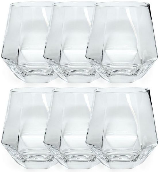 Intirilife Gläser-Set, 6-tlg, Glas, Trinkglas Set Wasserglas Saftglas Becher Kristallglas 240ml Hexagon