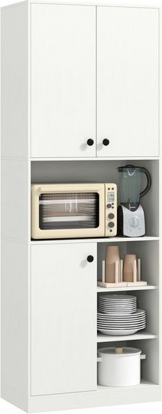 COSTWAY Küchenbuffet Küchenschrank mit Arbeitsplatte, Weiß 166cm