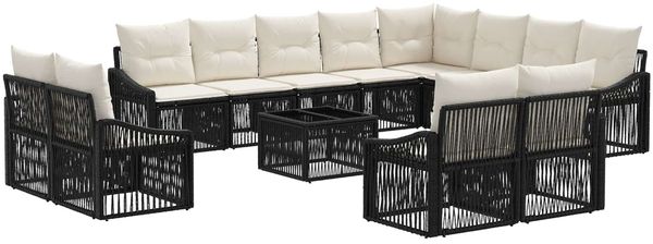 vidaXL Gartensofa-set 13 pcs Schwarz Poly-Rattan 3436183