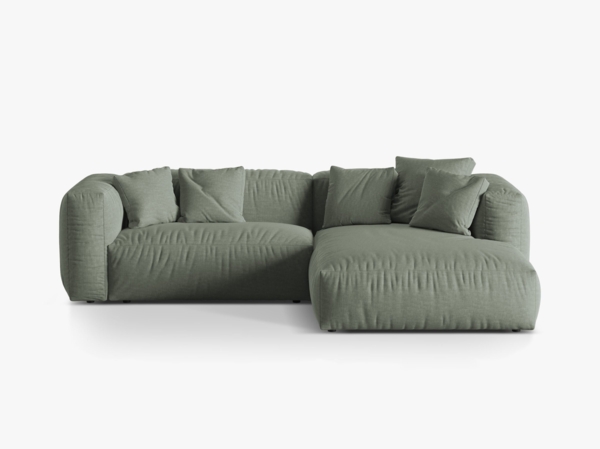 Micadoni Ecksofa Martina 2-Sitzer Strukturierter Stoff Moßgrün Rechts