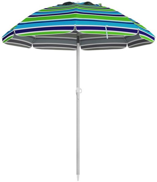 Outsunny Sonnenschirm windfest höhenverstellbar Strandschirm mit Neigung Belüftung Tasche, LxB: 178x178 cm, Sonnenschirm Strand, Strandschirm, UV 40+ für Reisen Strand Balkon Camping Mehrfarbig