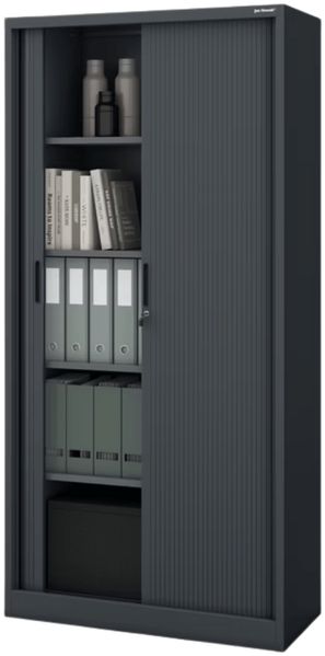 Aktenschrank abschließbar DAMIAN - Rolladentüren, 5 Ebenen | Büroschrank aus Stahl Metallschrank Werkstatt Mehrzweckschrank Werkzeugschrank, 185x90x45cm Anthrazit