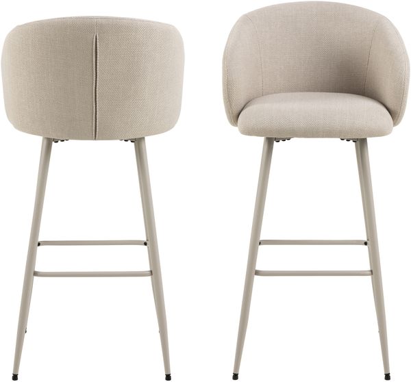 Barhocker >Eleanor< (2er-Set) 4-Fußgestell, in Stoff beige - 54x105x52 (BxHxT)