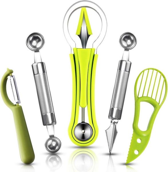 FELIXLEO Obstschneider 5er Obst Löffel Cutter Set 4 in 1 Edelstahl Melonen Ausstecher, (1-tlg)