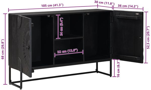 vidaXL Sideboard Schwarz 105 x 30 x 68 cm 42020081 Bild 11