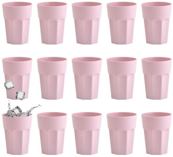 Engelland Becher Kunststoffbecher in modernen Pastellfarben, 250 ml, Mehrweg, 15-tlg, Kunststoff, spülmaschinengeeignet, bruchfest, wiederverwendbar, 250 ml, 0,25 Liter