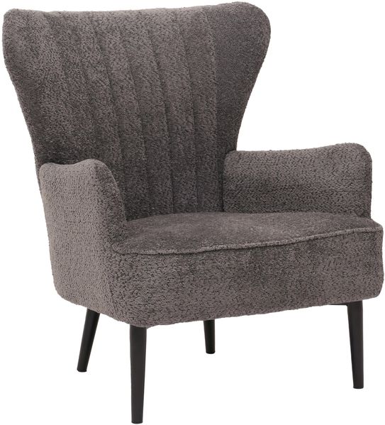 Lounge-Sessel HWC-K37, Cocktail-/Ohrensessel Polsterstuhl Retro Vintage Stoff Chenille (500g/m²) Öko-Tex ~ dunkelgrau Bild 9