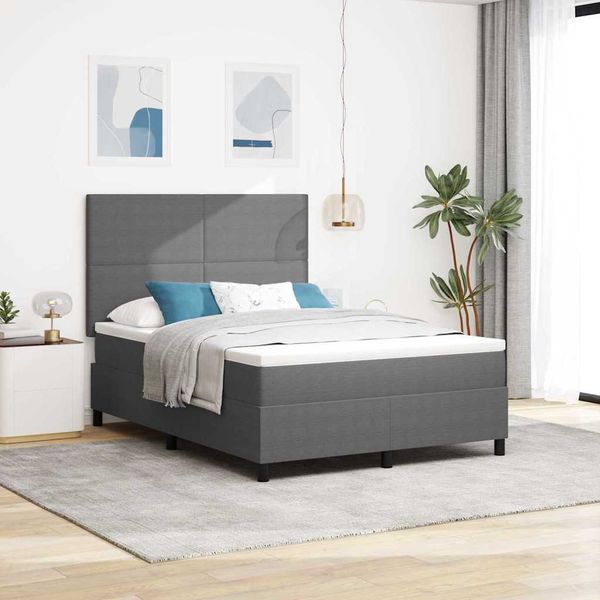vidaXL LED Boxspringbett Hellgrau und Weiß 140 x 200 cm Cordstoff 3337647