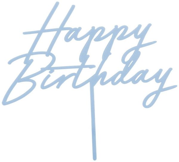 partydeco Tortenstecker, Cake Topper Happy Birthday 18x16 cm Hellblau