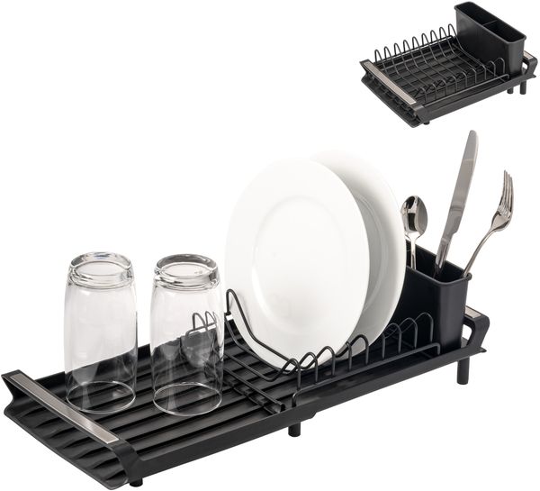 Geschirr-Abtropfgestell für 8 Teller & Besteck, ausziehbar 28-46,5 cm, Abtropfständer