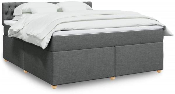 vidaXL Boxspringbett mit Matratze Dunkelgrau 180x200 cm Stoff 3286767