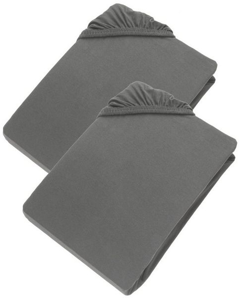 Esprit Spannbettlaken PREMIUM Spannbettlaken, 95% Baumwolle, 5% Elasthan, Gummizug: rundum, (2 Stück), 100 x 200 cm - 2er Set in Anthrazit