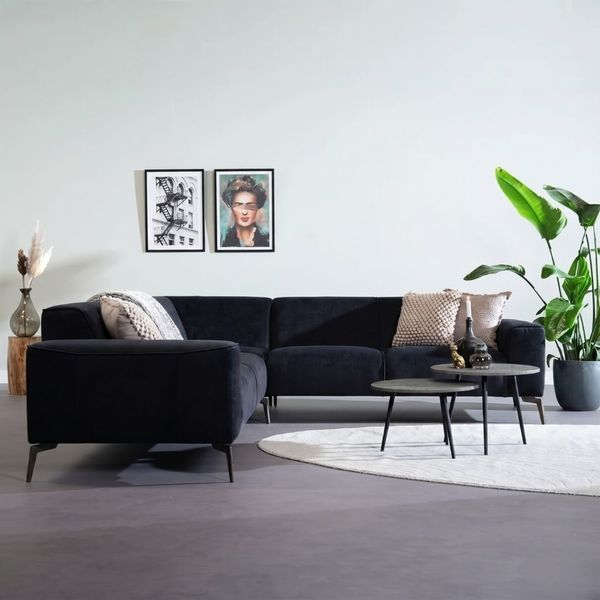 Bronx71 Ecksofa Vegas Samt schwarz links/rechts