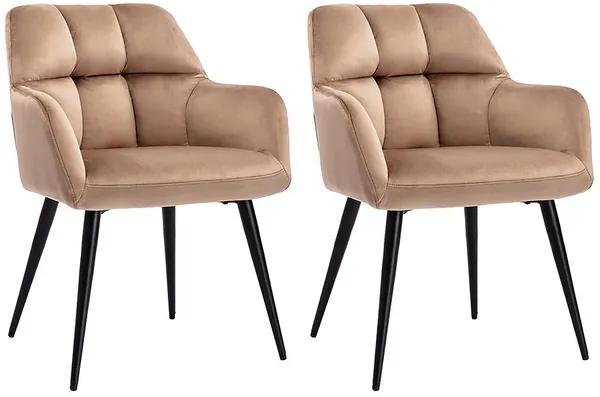 Vente-unique - Stuhl 2er-Set - Samt & Metall - Beige - PEGA von Pascal MORABITO