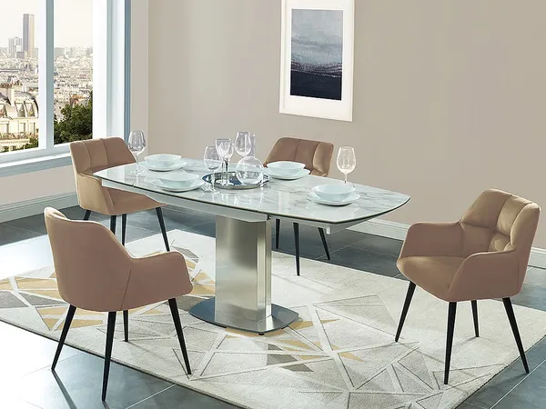 Vente-unique - Stuhl 2er-Set - Samt & Metall - Beige - PEGA von Pascal MORABITO