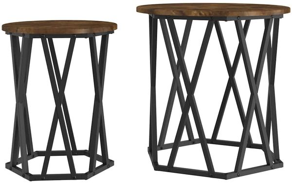 Couchtisch, Sofatisch 2 pcs Geräucherte Eiche Ingenieure Holz und Stahl