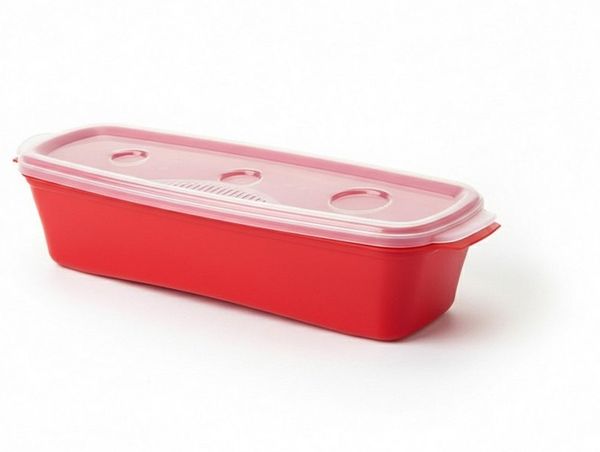 HAC24 Mikrowellenbehälter Mikrowellen Nudelkocher Pastakocher Nudel Spaghetti Pasta Kocher, Rot bis zu 150g Deckel mit Portionierer