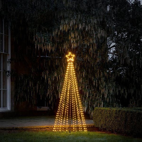 Lights4fun LED Baum 1,8m LED Baum Weihnachtsdeko außen warmweiß, LED fest integriert