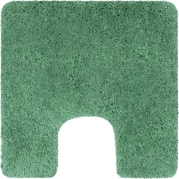 Spirella Badteppich Badematte Duschvorleger Mikrofaser Hochflor | flauschig | rutschhemmend | geeignet für Fußbodenheizung | 55x55 cm mit WC Ausschnitt | Basil Grün Bild 3