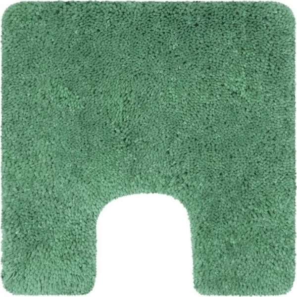 Spirella Badteppich Badematte Duschvorleger Mikrofaser Hochflor | flauschig | rutschhemmend | geeignet für Fußbodenheizung | 55x55 cm mit WC Ausschnitt | Basil Grün Bild 2