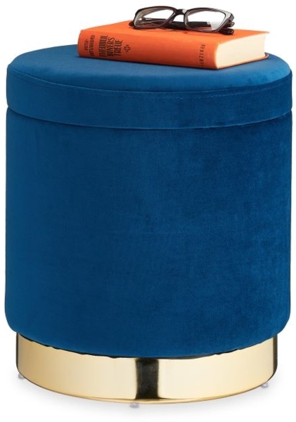 Samthocker mit Stauraum blau