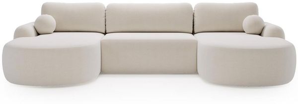 Compleo Ecksofa Design U-Form Ecksofa Bouclé, luxuriöses, runde Formen OLIO, Modern Wohnzimmer, komfortables Couch