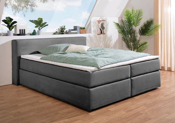 andas Boxspringbett Åby, In Cord Bezug, wahlweise mit und ohne Matrazte erhältlich