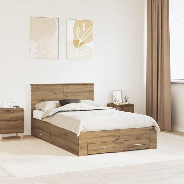 vidaXL Bettrahmen Artisan-Eiche 120 x 190 cm Holzwerkstoff 3408289