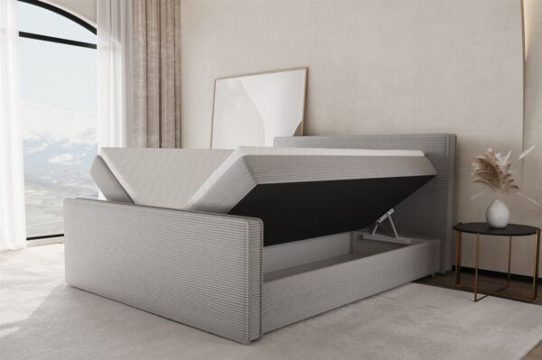 Boxspringbett Schlafzimmerbett CELES 200x200cm Stoff Poso Hellgrün Bild 2