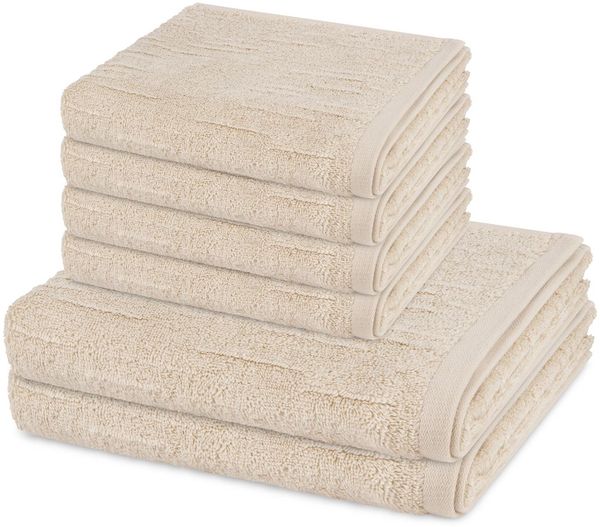 Ross Premium 6 tlg. Frottier-Set - 4 X Handtuch (50 X 100cm), 2 X Duschtuch (70 X 140cm) - 500 - Natur