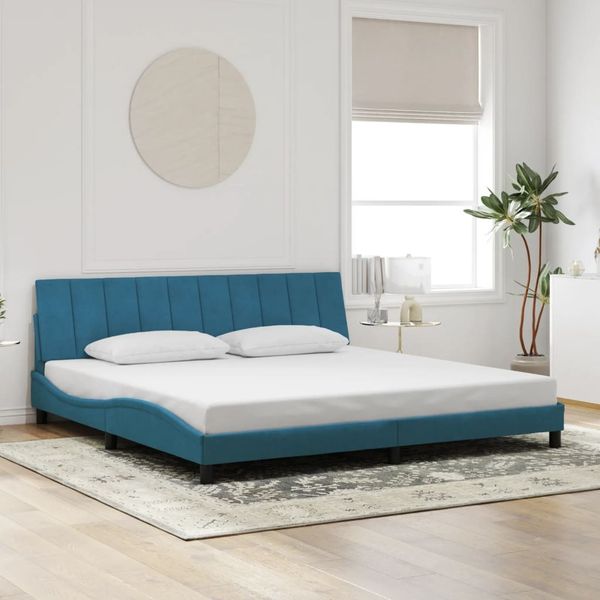 vidaXL Bettgestell ohne Matratze "Hanko" Blau 200x200 cm Samt 3207871