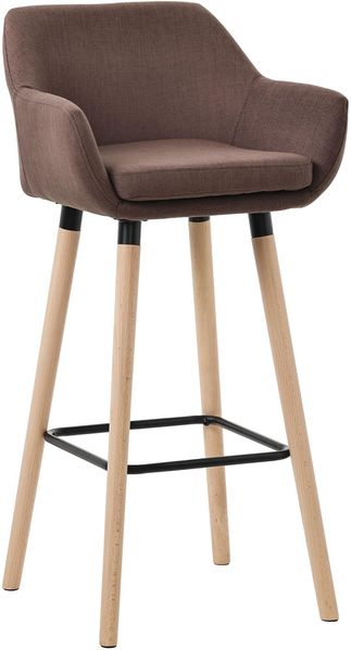 Barhocker MIRID - Stoff Coffee 51x50x101 cm | Barstuhl Mit Lehne Tresenhocker Tresenstuhl Kneipenhocker Kneipenstuhl