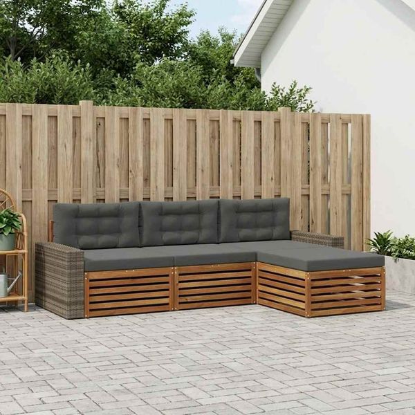 vidaXL Outdoor-Sofagarnitur 4 pcs Natur und Anthrazit Polyester 3383220