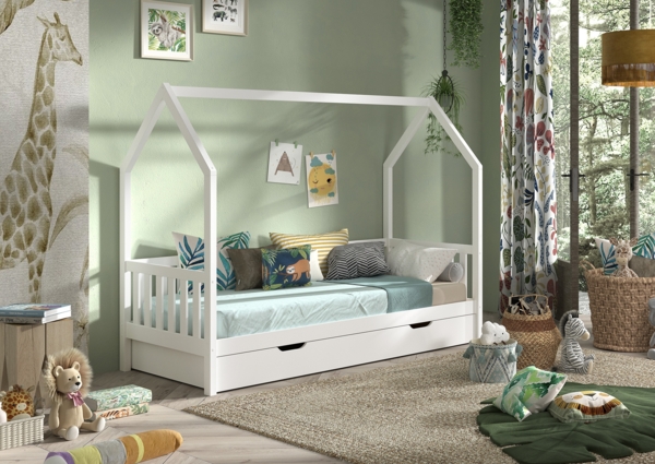 Hausbett Cabane 98.0 x 208.0 x 169 cm Kiefer Weiß