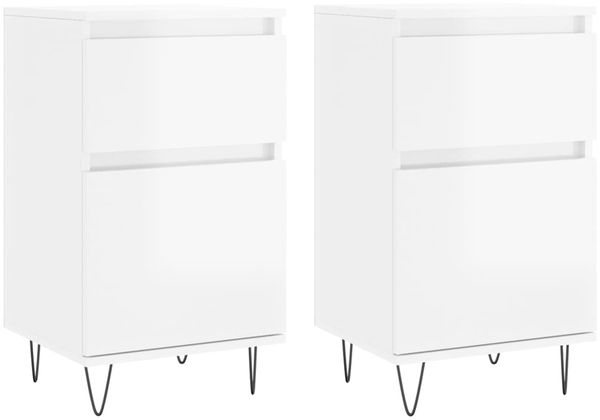 2 Stk. Sideboards, Kommoden Hochglanz-Weiß 40x35x70 cm Holzwerkstoff j3515p